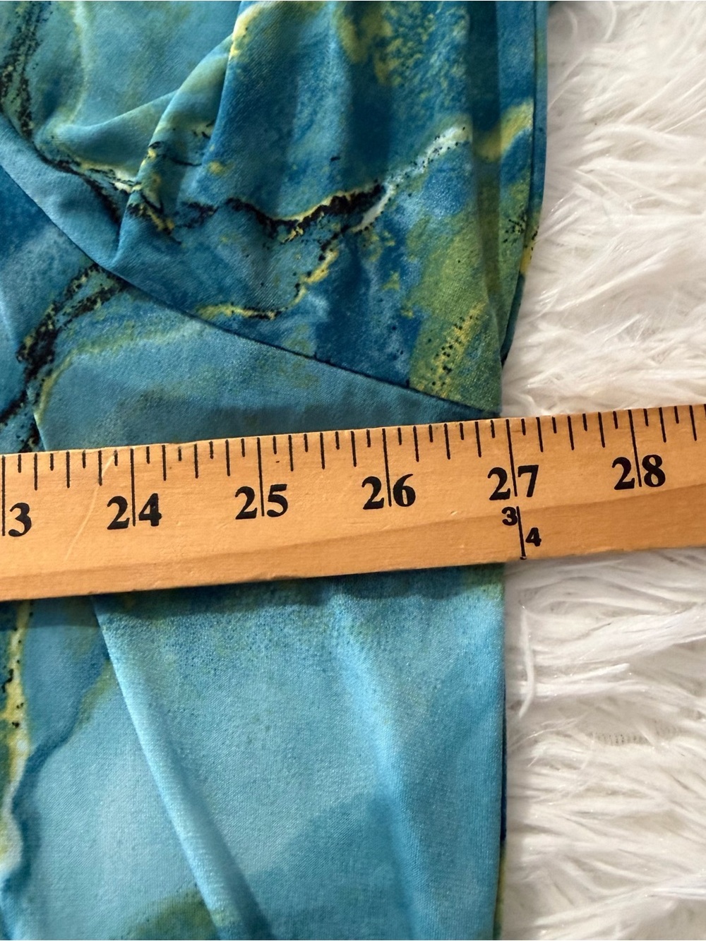 Susan Graver Womens 3X Liquid Knit Long Sleeve Top Teal Green Marble Stretch - Picture 4 of 7